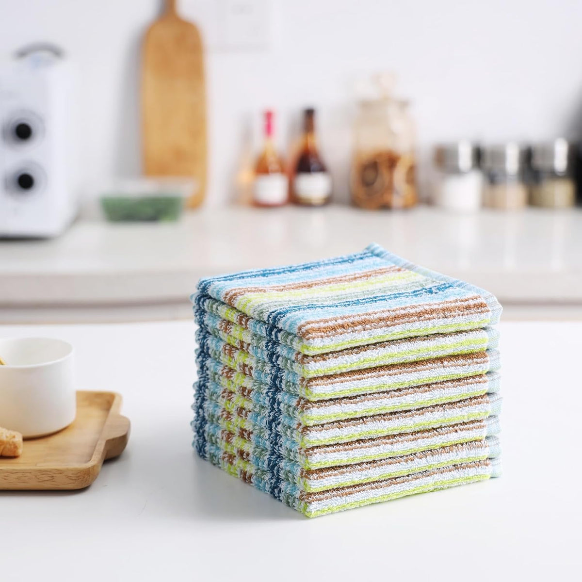 Oeleky Kitchen Dishcloths for Washing Dishes, Ultra Absorbent Dish Rags, Cotton Cleaning Cloths