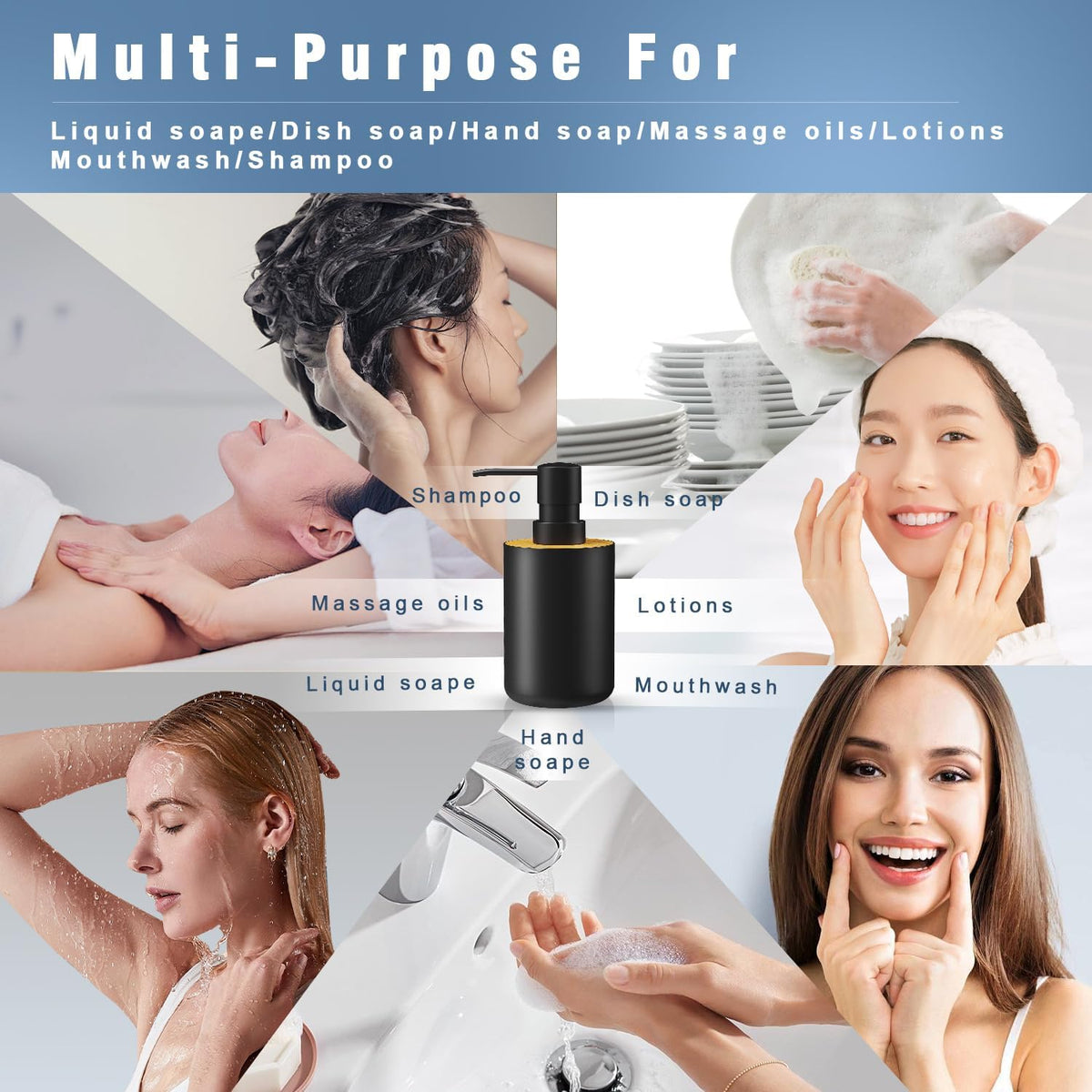 Soap Dispenser for Bathroom and Kitchen, 12oz Modern Minimalist Style Plastic matte white Empty