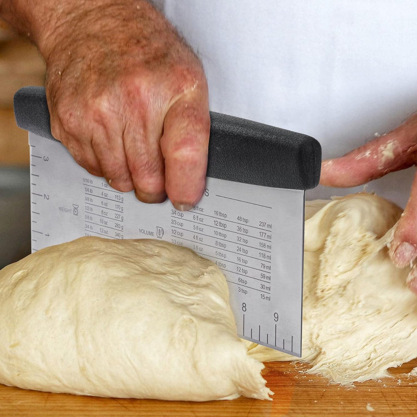 HULISEN Large Bench Scraper for Baking, 10 inch Dough Pastry Scraper with Measuring Scale