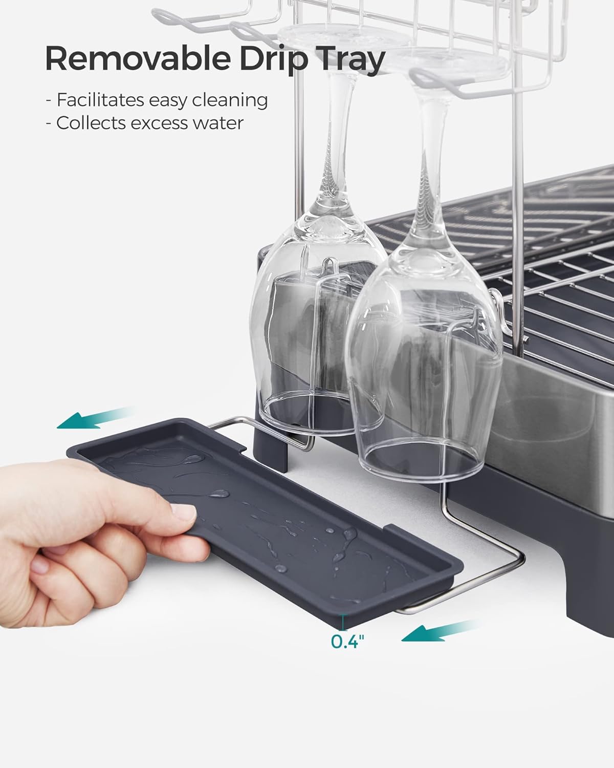SONGMICS Dish Drying Rack - 2 Tier Dish Rack for Kitchen Counter with Rotatable and Extendable