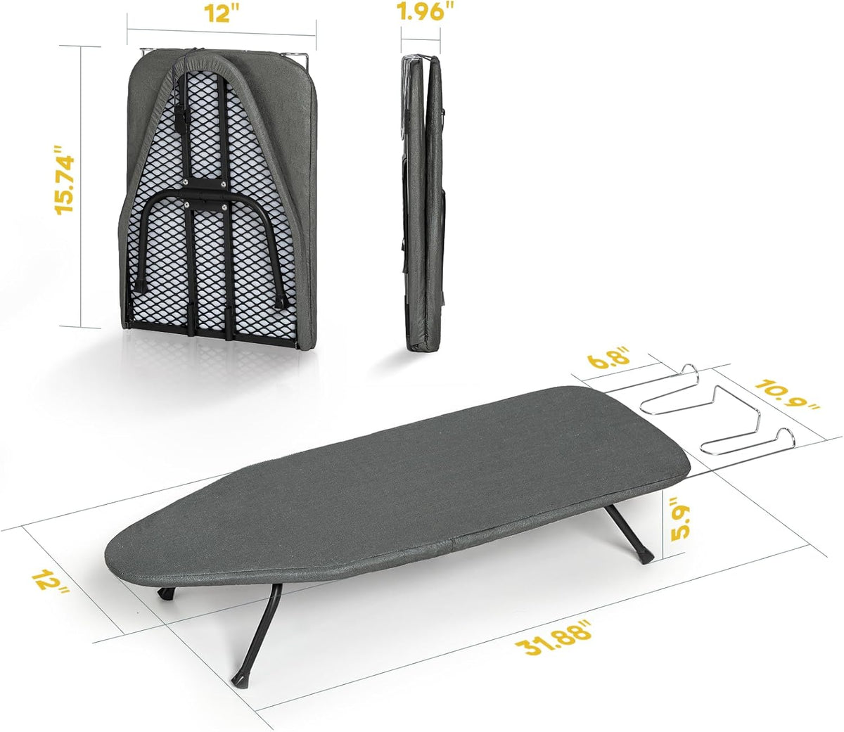 Small Ironing Board Tabletop, RAINHOL Compact Portable Iron Board Foldable with Cover and Pad