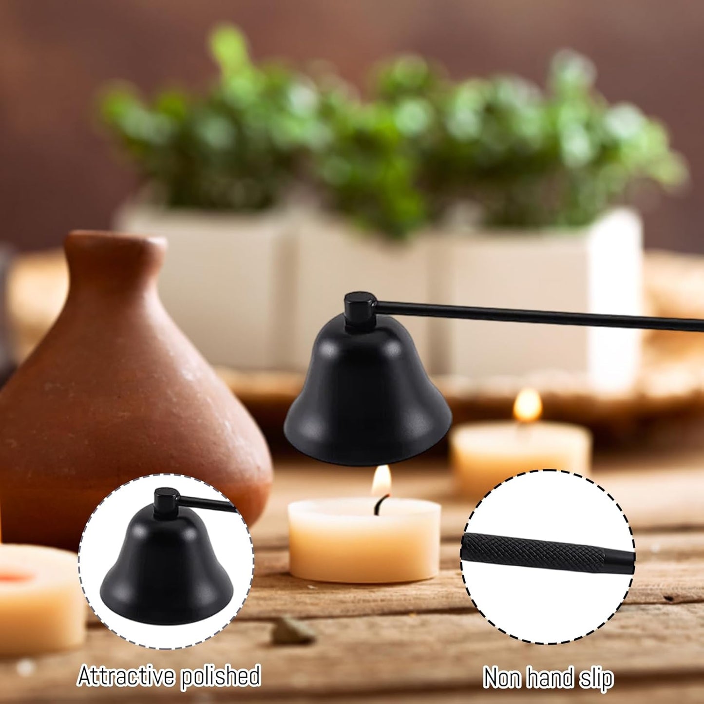 2-Piece Candle Snuffer with Wick Dipper,Candle Snuffer, Brass Candle Snuffer and Long Handle
