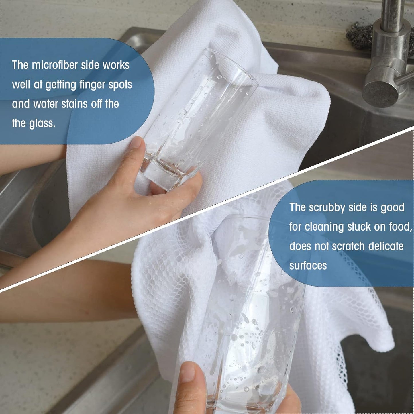 SINLAND Wholesale Microfiber Dish Cloth Best Kitchen Cloths Cleaning Cloths with Poly Scour Side