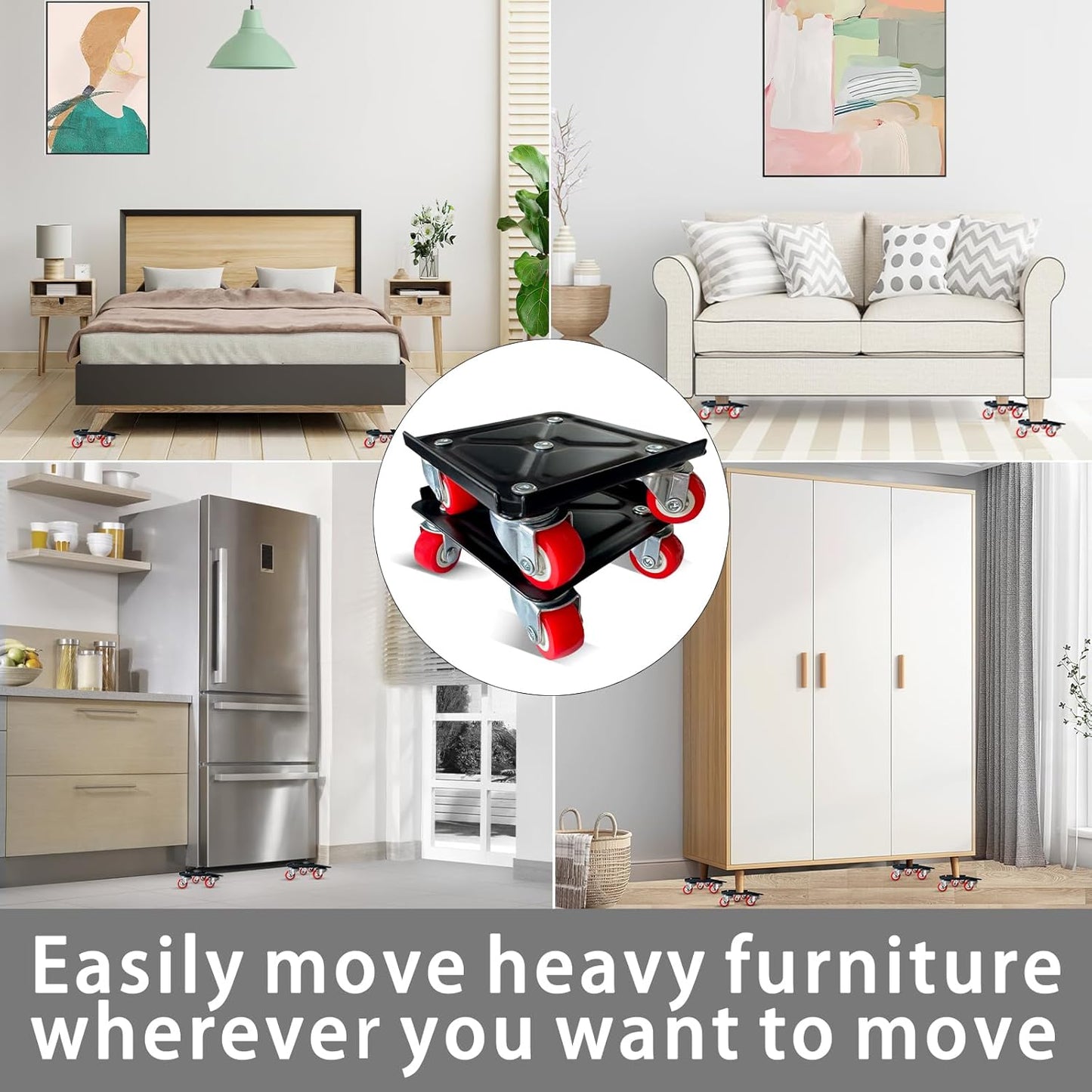 Furniture-Dolly-Furniture-Movers with-5-Wheels, Furniture Sliders Lifters Tool Set for Moving Heavy