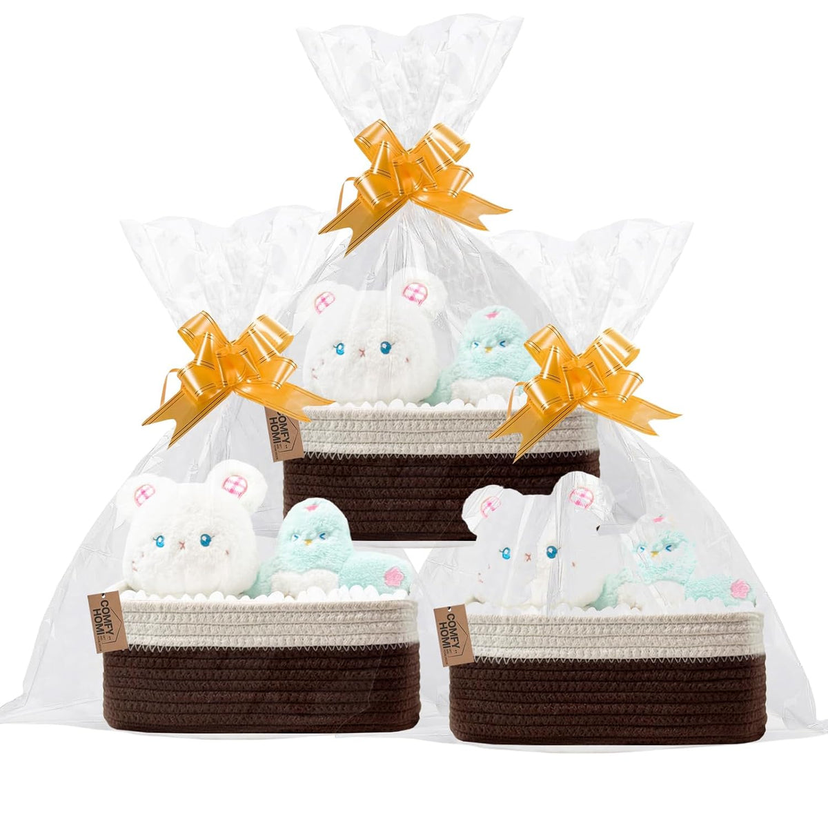 COMFY-HOMI 13" x 8.5" x 5.1"Storage Baskets for Organizing | Cotton Rope Woven Basket | Toy Storage