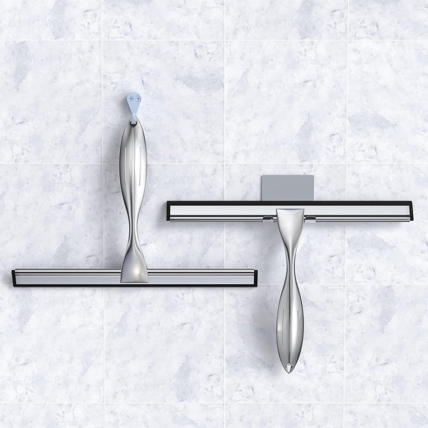 Shower Squeegee Set, 10-Inch Stainless Steel Squeegee for Bathroom, Shower Doors, Mirrors, Tiles