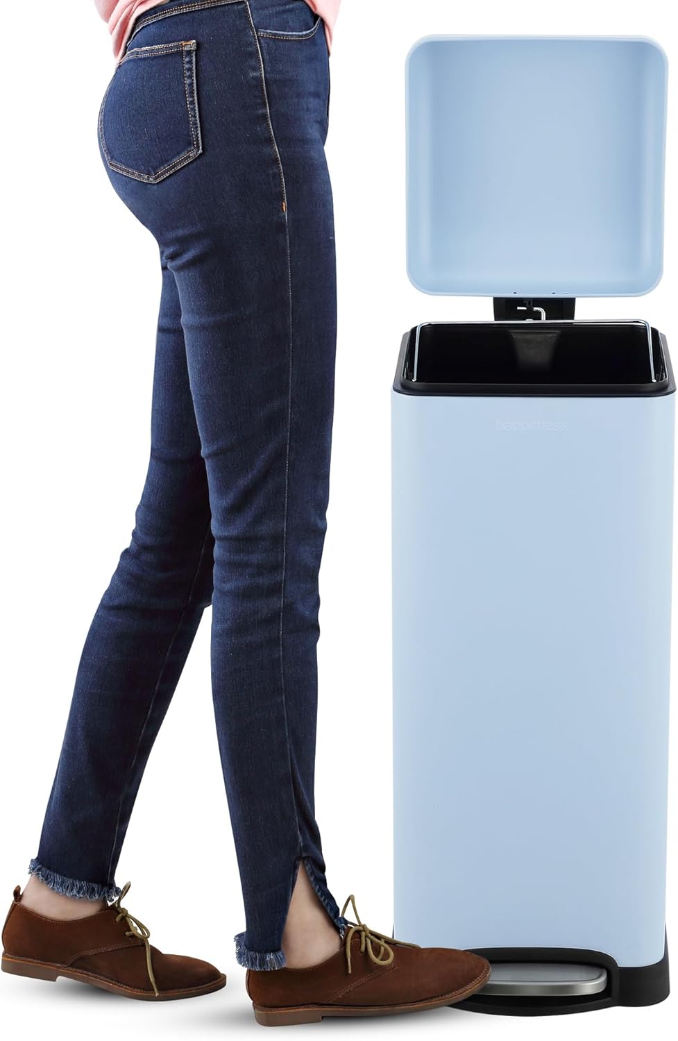 happimess HPM1007I Betty Retro 8-Gallon Step-Open Trash Can, Fingerprint Resistant, Modern
