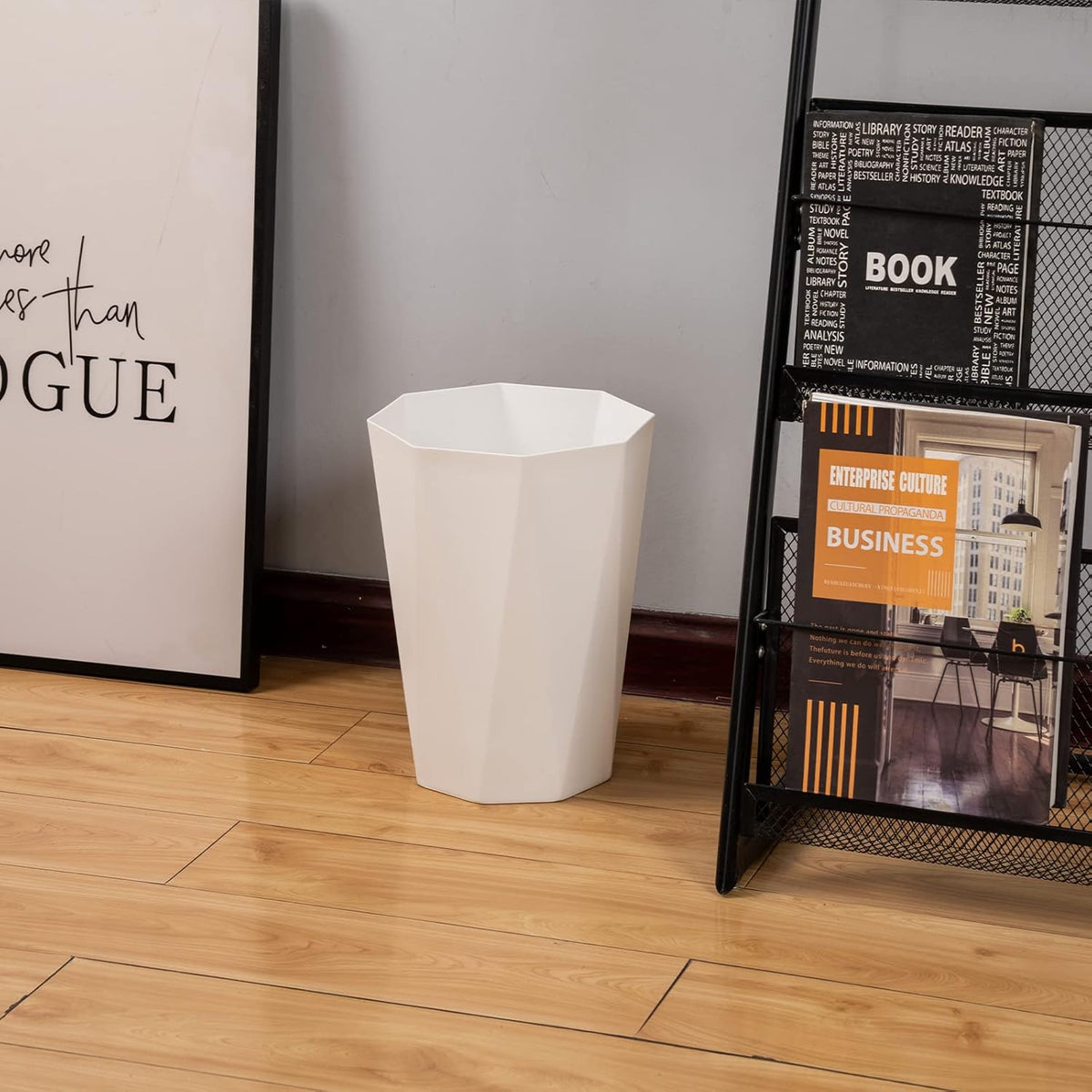 12L Trash Can Wastebasket Plastic Trash Bin Garbage Container Rubbish Can Paper Basket Office