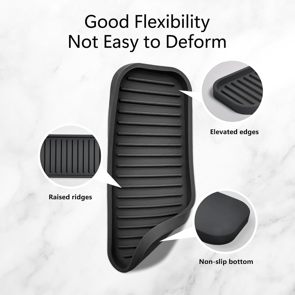 Silicone Sponge Holder Kitchen Sink Organizer Tray Dish Caddy Soap Dispenser, Scrubber Spoon