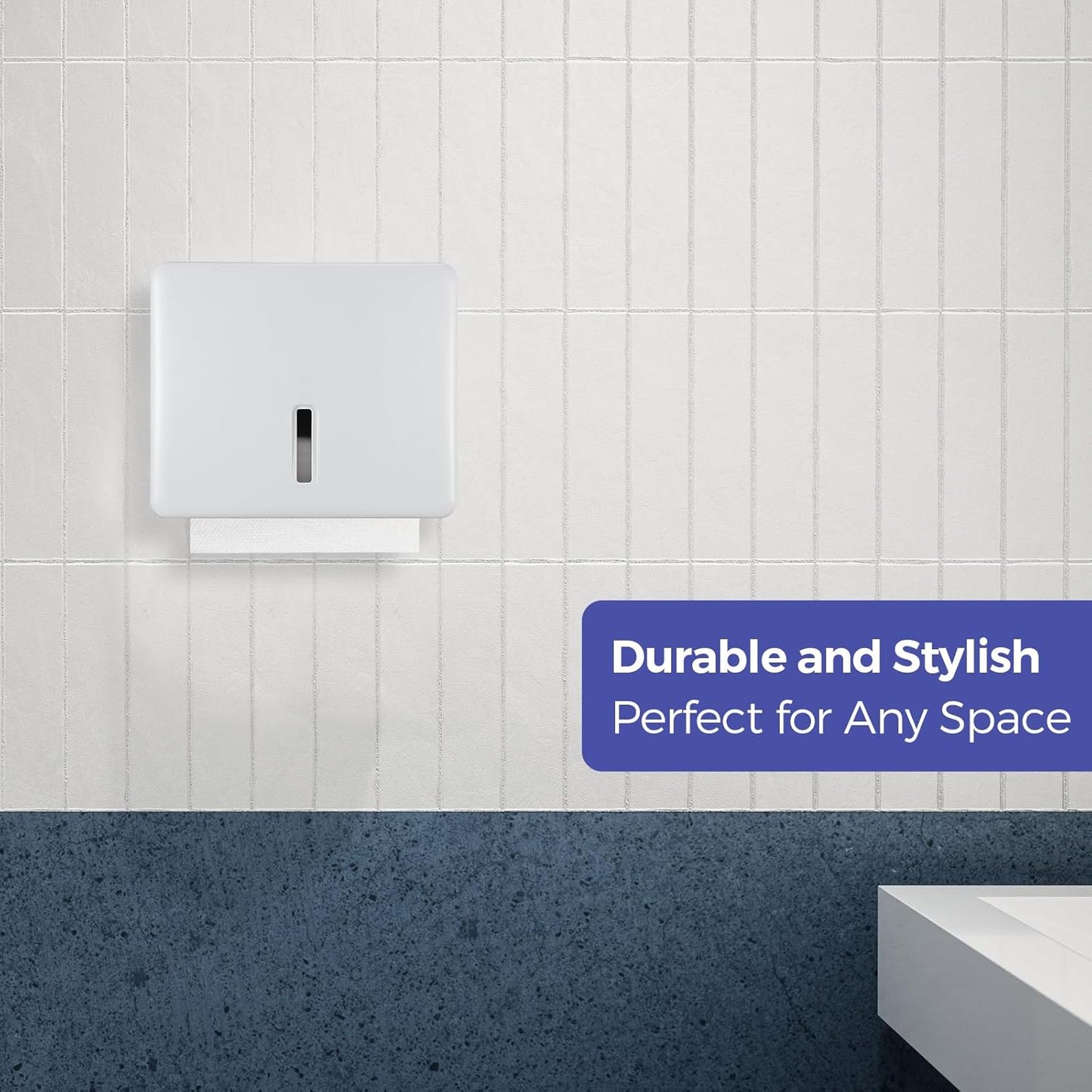 Multifold Paper Towel Dispenser Wall Mount (White) – Large Capacity C-Fold, Trifold, and Folded