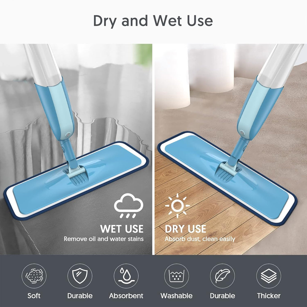 7 Count Reusable Microfiber Mop Pads for Swiffer PowerMop- MEXERRIS PowerMop Refills Hard Wood