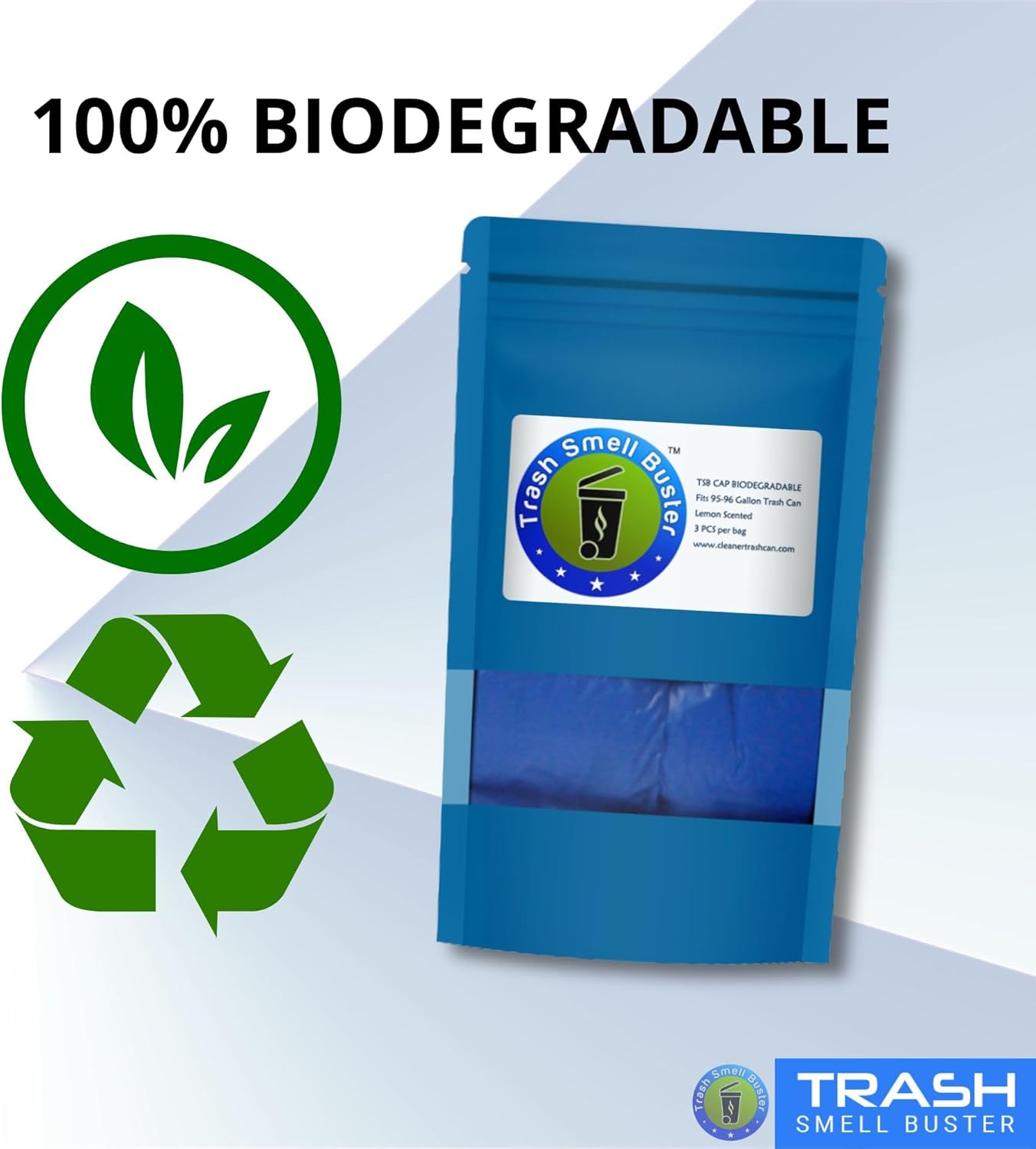 Trash Can Cover Biodegradable Odor Eliminating Bag with Elastic Rubber Band Lemon Scented Durable