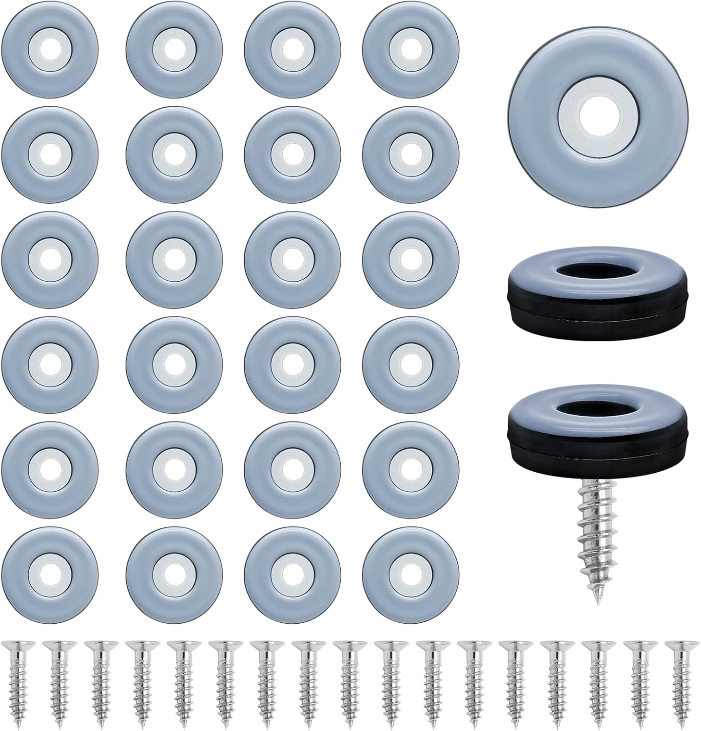 24pcs 1" (25mm) Screw on Furniture Sliders, Teflon Chair Leg Slides, Round Furniture Glides with