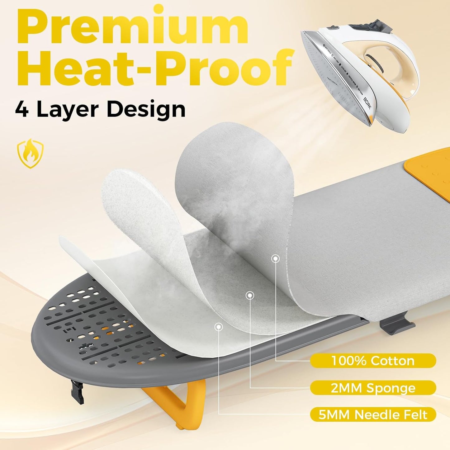 KINGBOARD Tabletop Ironing Board, Small Ironing Board with Iron Holder, Foldable Mini Iron Board