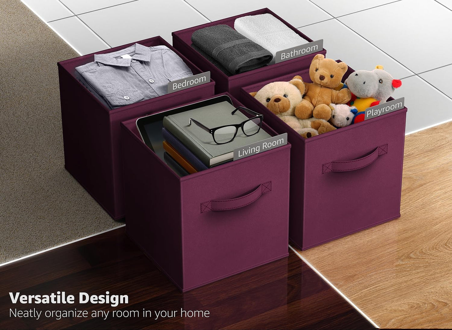 Sorbus Fabric Storage Cubes - 8 Foldable Storage Bins for Organizing Pantry, Cubbies, Toy Box