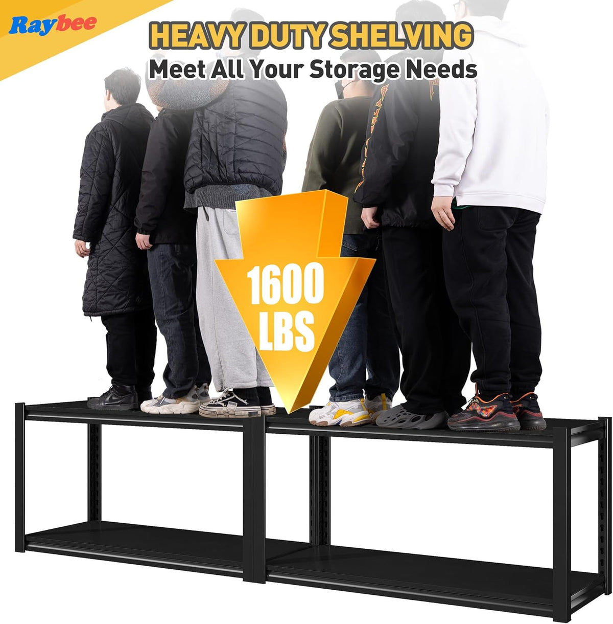 Raybee 40" W Garage Shelving Heavy Duty Storage Shelves 56.9" H Metal Shelving Heavy Duty Load