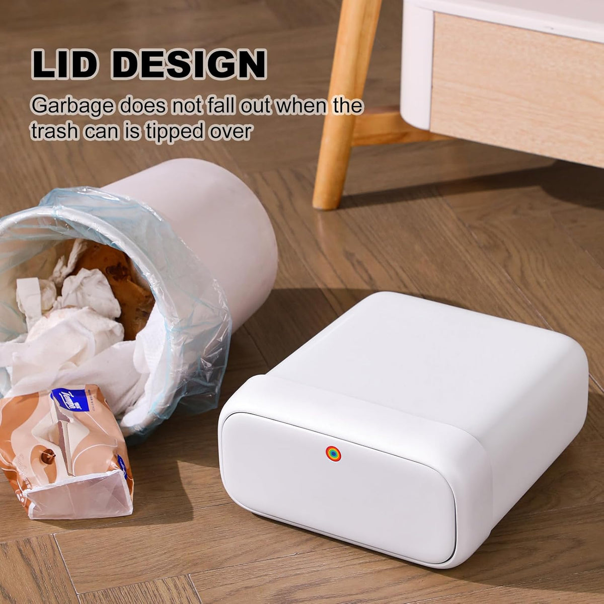 funest Bathroom Small Trash Can with Lid,10L / 2.7 Gallon Slim Garbage Bin Wastebasket with Press