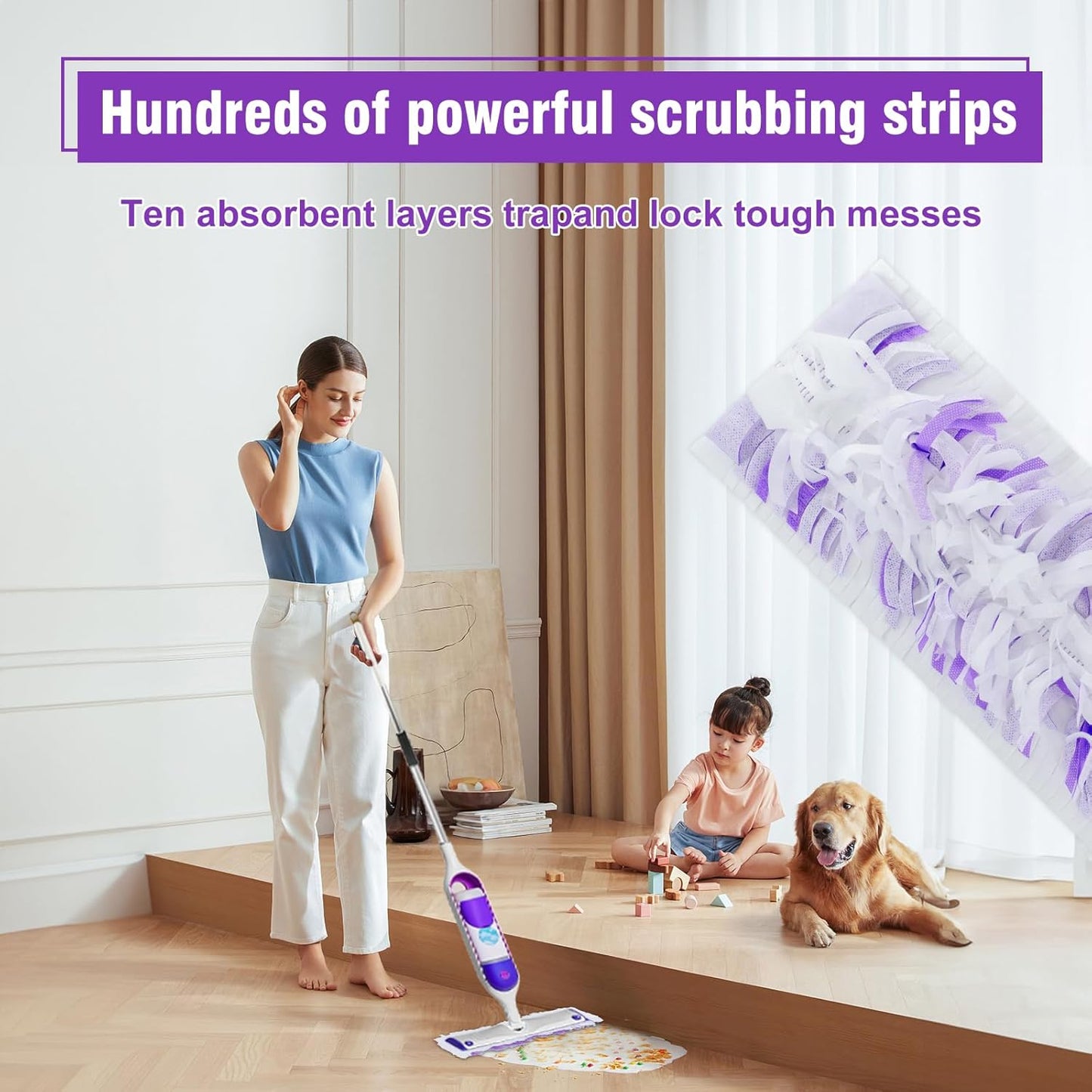 20 Pack Power Mop Refills Pad Compatible with Swiffer Power Mop Multi-Surface &Wood Mopping Pad