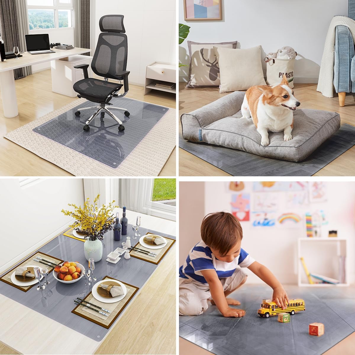 Tempered Glass Floor Mat for Office Chair, 36" x 46" Heavy Duty Hard Office Chair Mat, for Carpeted