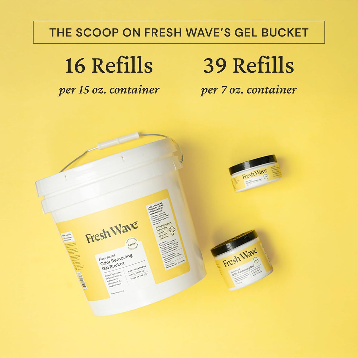 Fresh Wave Odor Removing Gel Bucket, 15.5 lb. (248 oz.) | Lemon Scent Refill | Odor Absorbers for