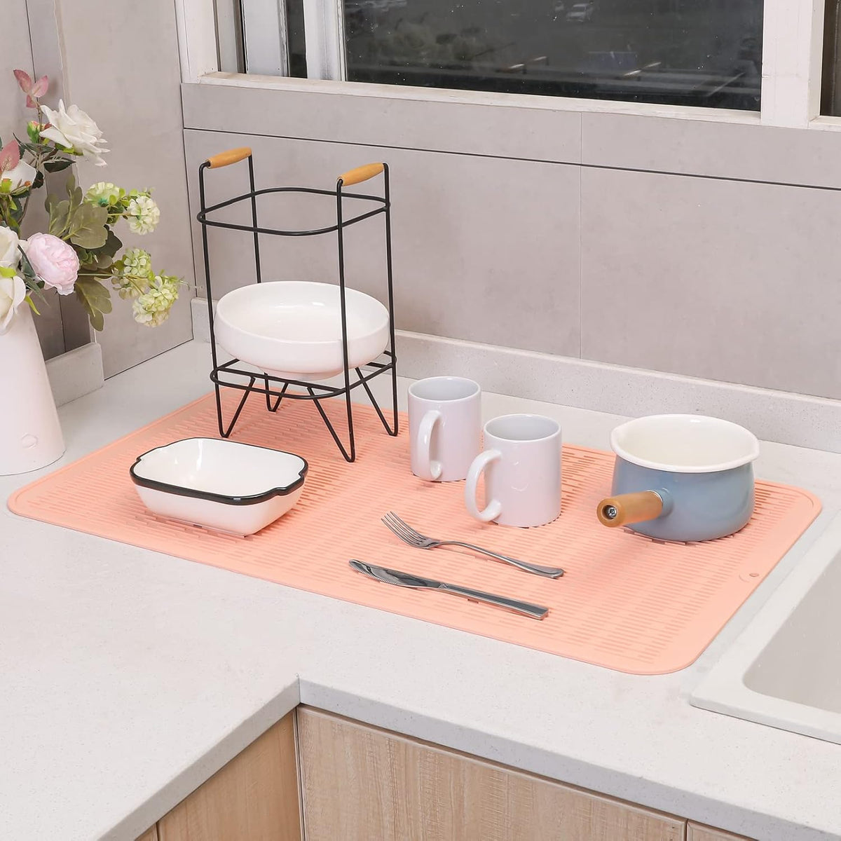 Silicone Dish Drying Mat for Multiple Usage,Easy clean,Eco-friendly,Heat-resistant Silicone Mat for