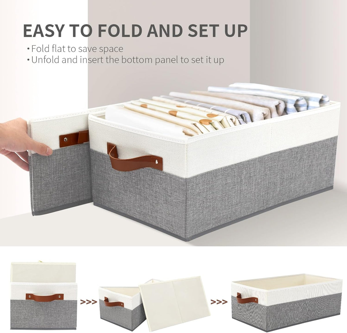 6 Pack Closet Storage Bins, Storage Baskets for Shelves, Linen Closet Organizers and Storage with