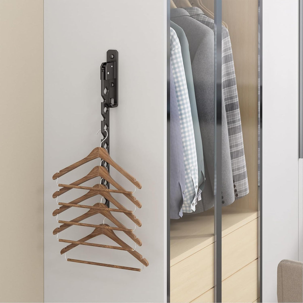 Wall Mounted Clothes Drying Rack, Wall Clothes Hanger Foldable, Laundry Hanger Hook for Bathroom