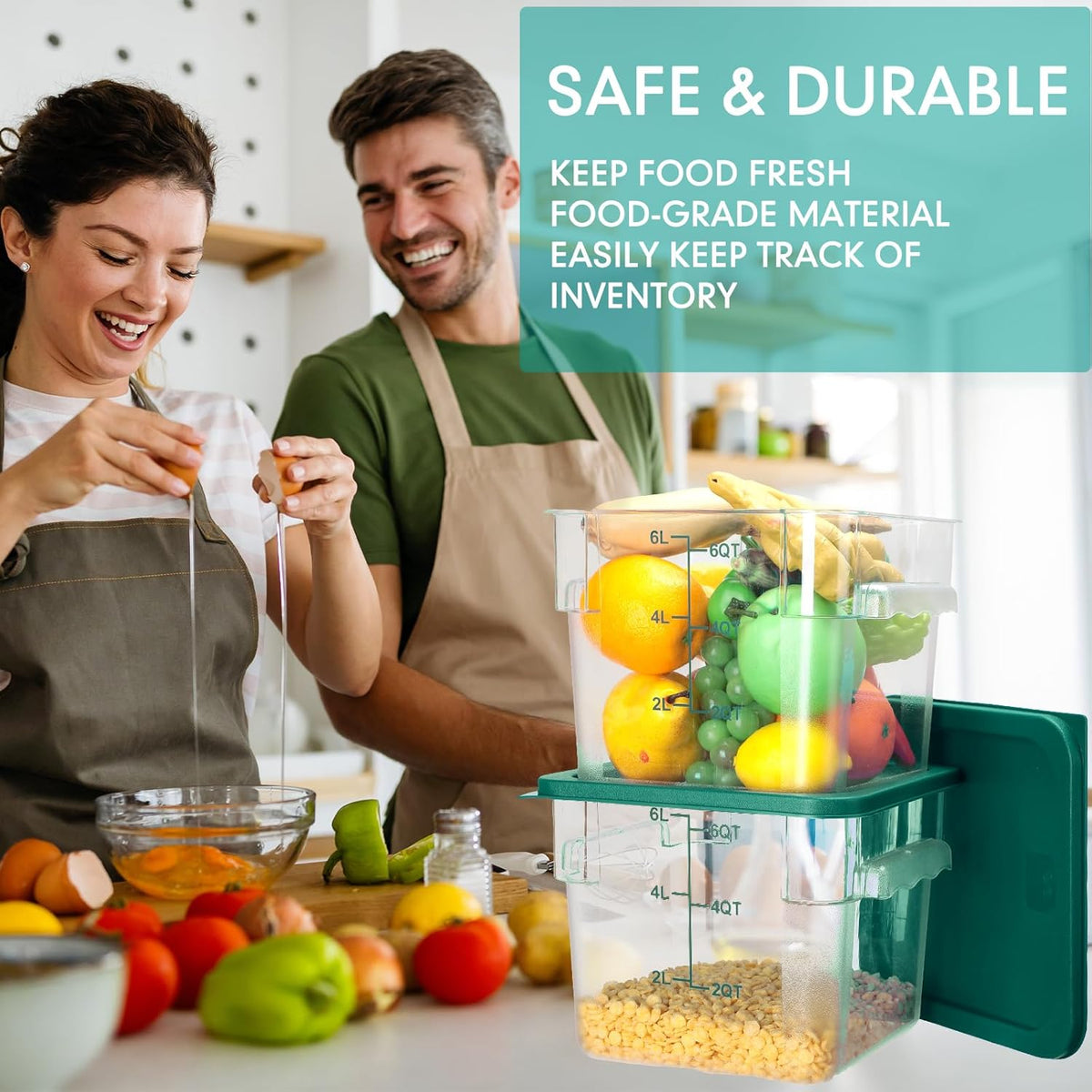 Lallisa 8 Pack 6 Qt Commercial Food Storage Containers with Lids Square Food Storage Container