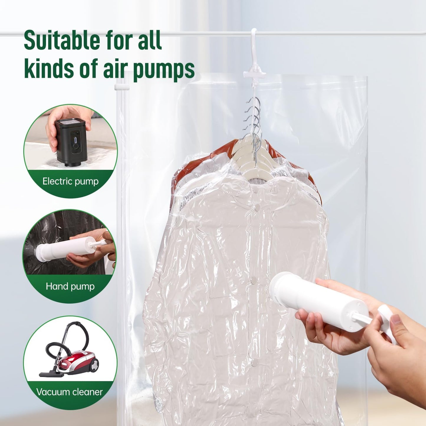 Hanging Vacuum Storage Bags For Clothes With Hand Pump,Coat Storage Bag Hanging,Vacuum Bags For