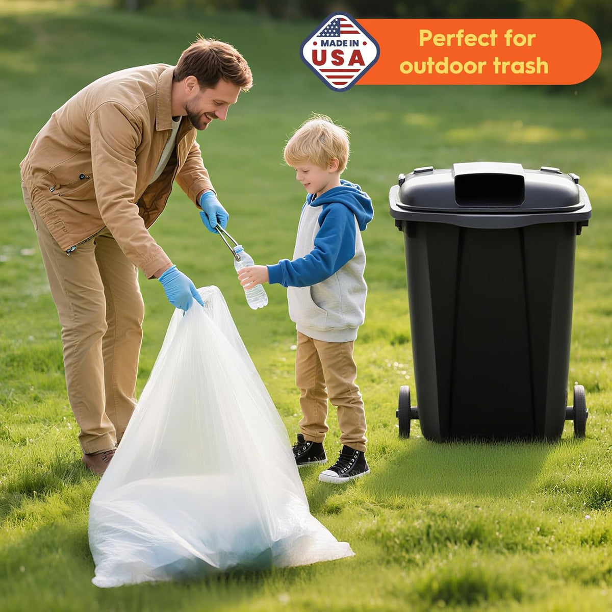 DELXO 30-33 Gallon Trash Bags, 250 Count Heavy Duty Large Clear Garbage Bags, Thick Durable and