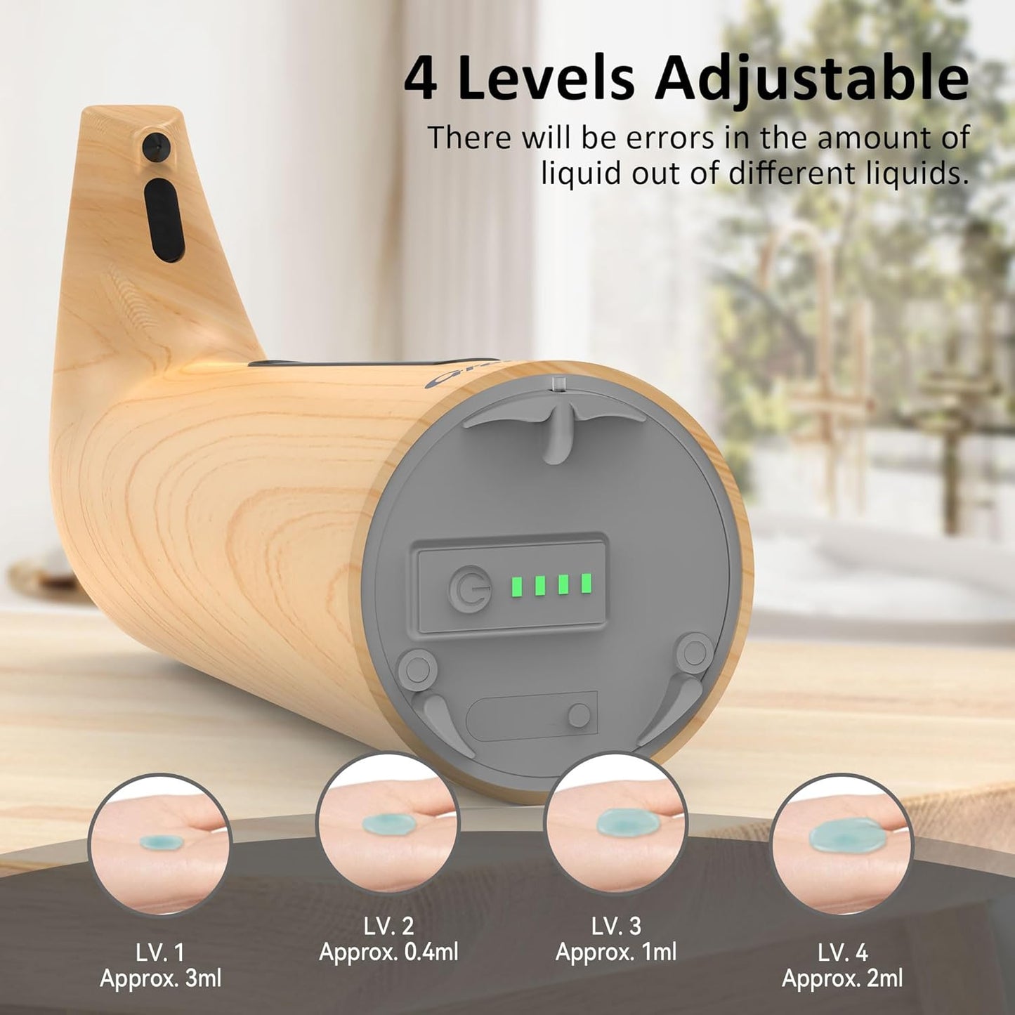 Convenient Automatic Soap Dispenser,4 Adjustable Levels Touchless Hand Sanitizer Pump with Infrared