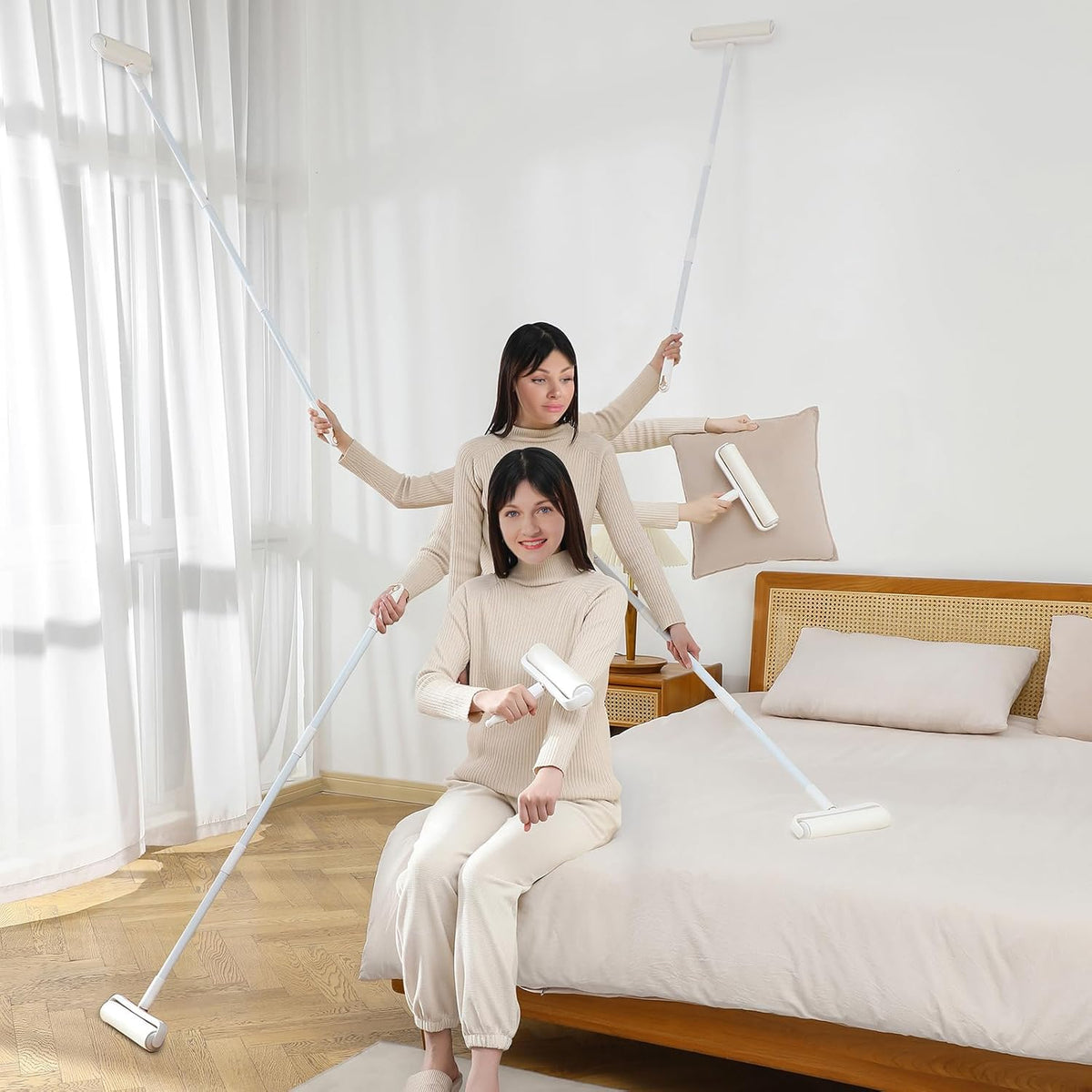 6 Pack 9.45 inch Lint Roller Refill Extra Sticky 9.4-9.5 inch Wide Large Lint Roller Refills for
