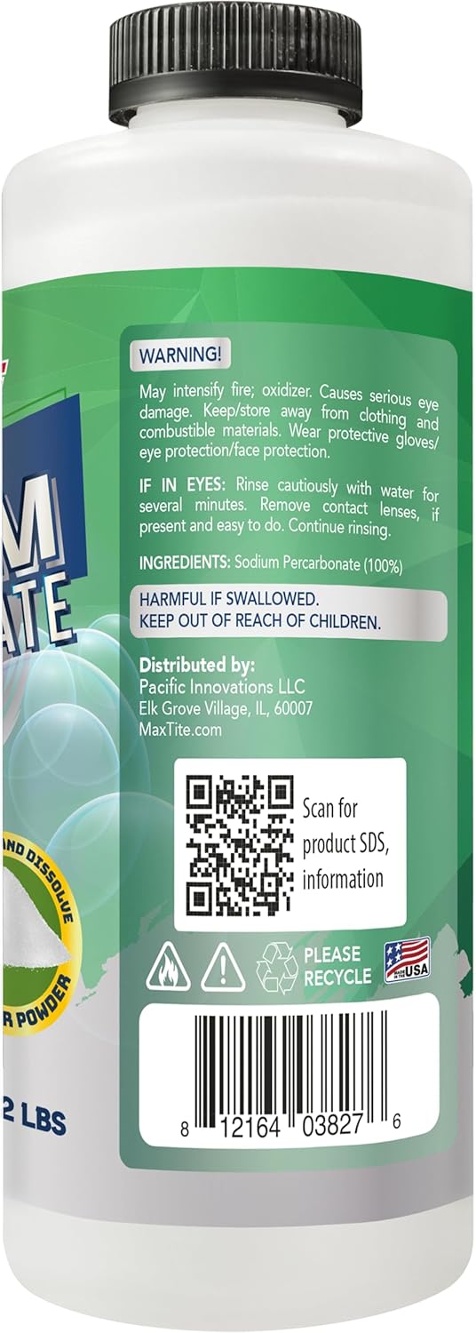 Sodium Percarbonate (4 lbs total, 2 pack of 2 lbs) - Versatile Biodegradable Scent-Free Cleaner for