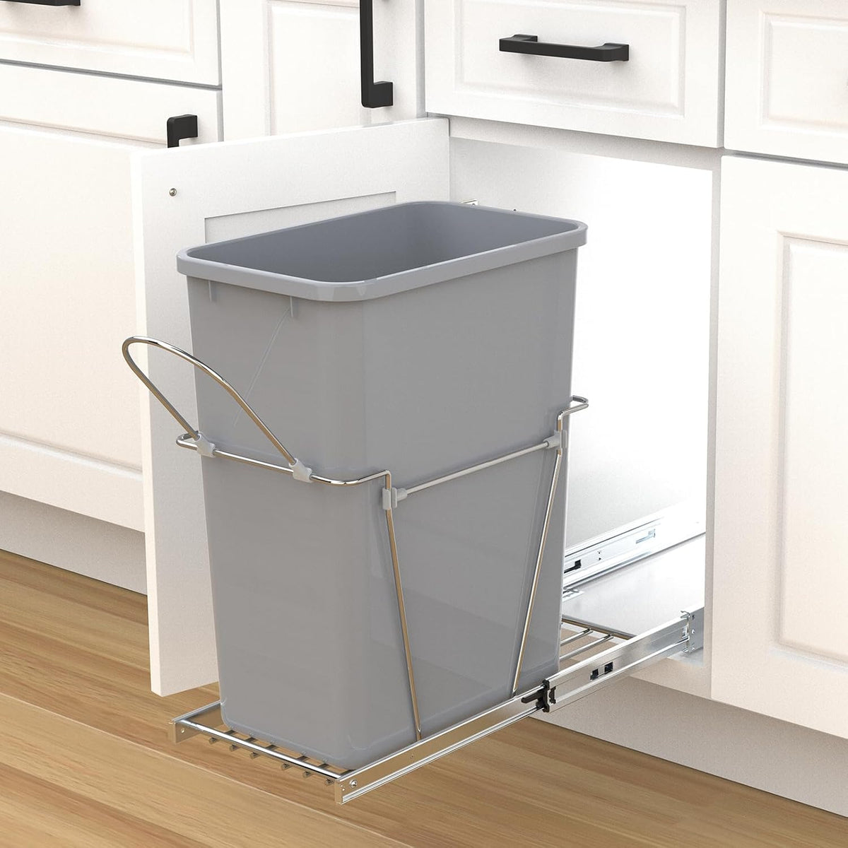 Single Pullout Trash Can for Under Kitchen Cabinets Include Single 35QT Trash Bin Doesn't Include