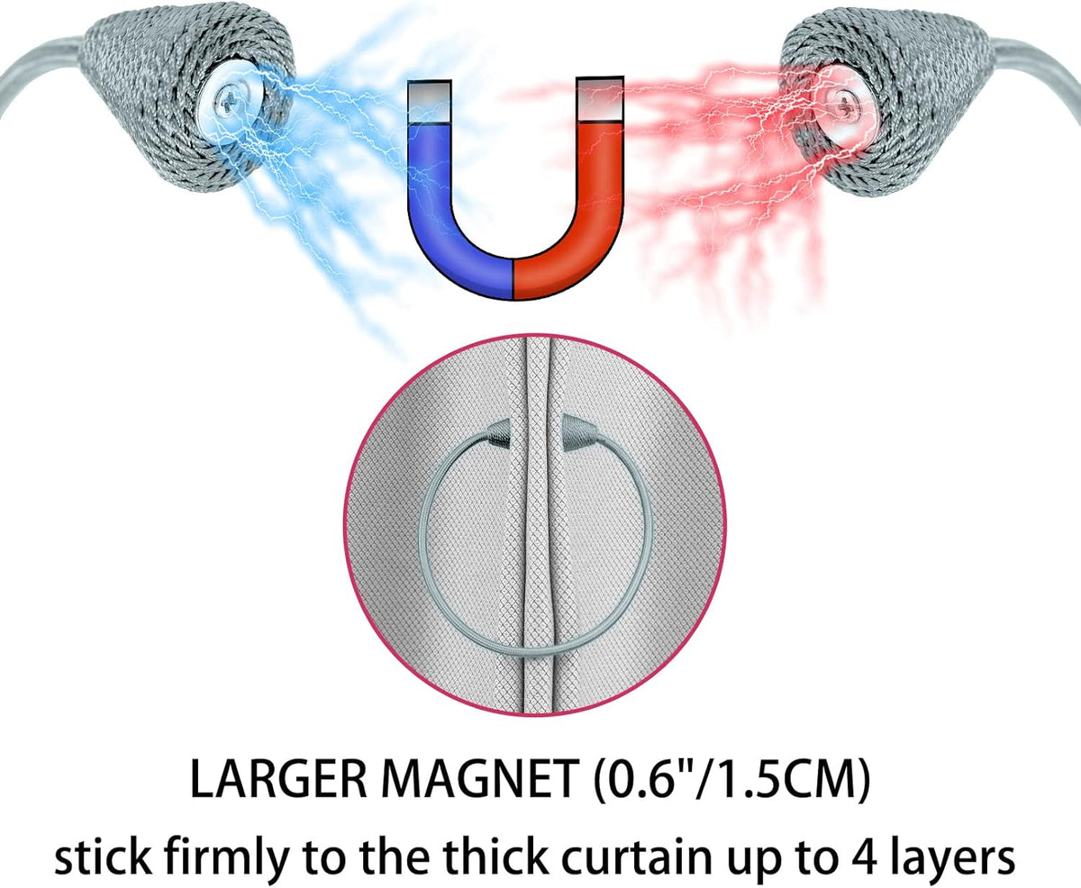 2 PCS Magnetic Curtain Tiebacks, European Style Convenient Drape Tie Backs Holdbacks for Thin or