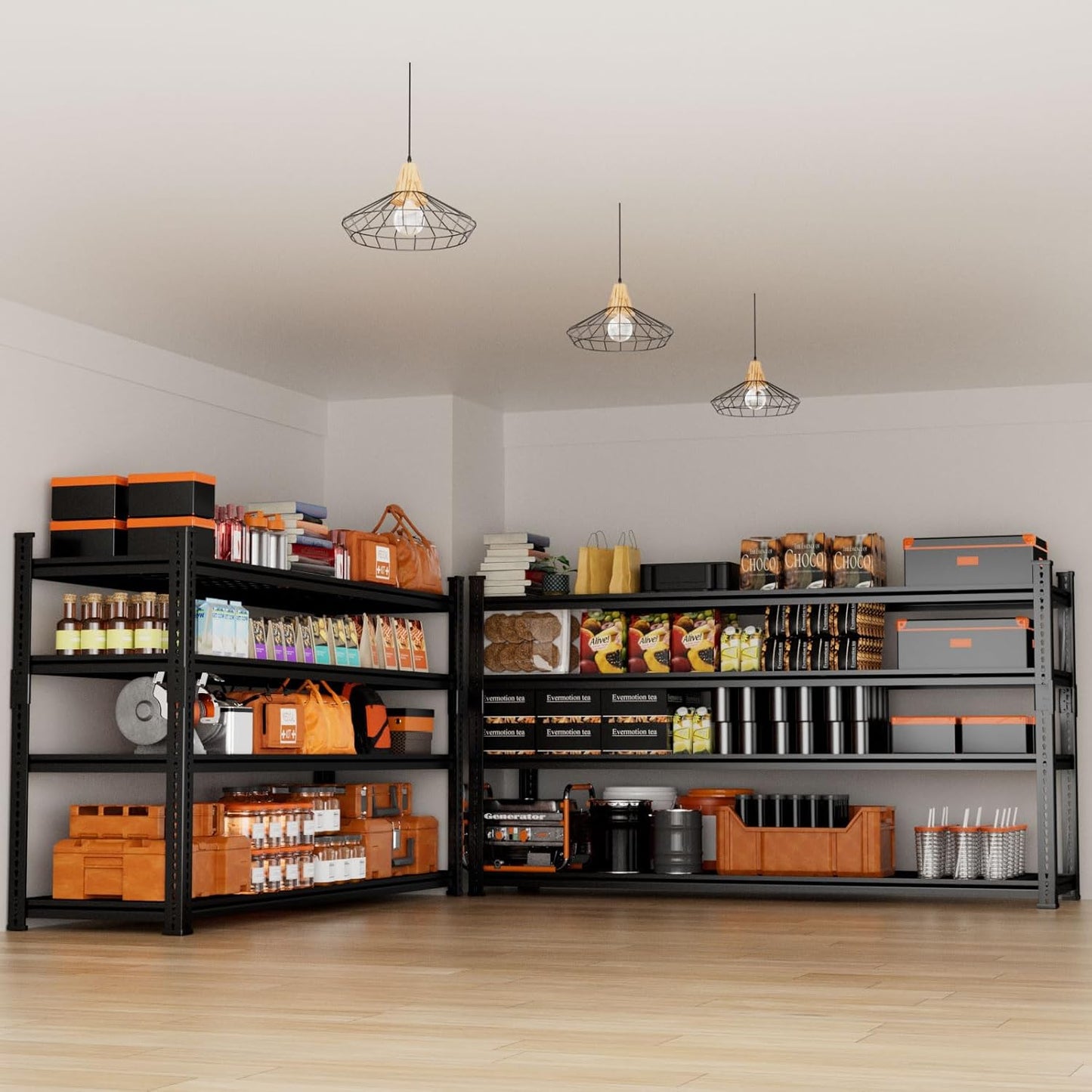 Storage Shelves Heavy Duty 4 PCS, 60"L x 24"W x 60"H Garage Wire Shelving Unit Loads 2640LBS
