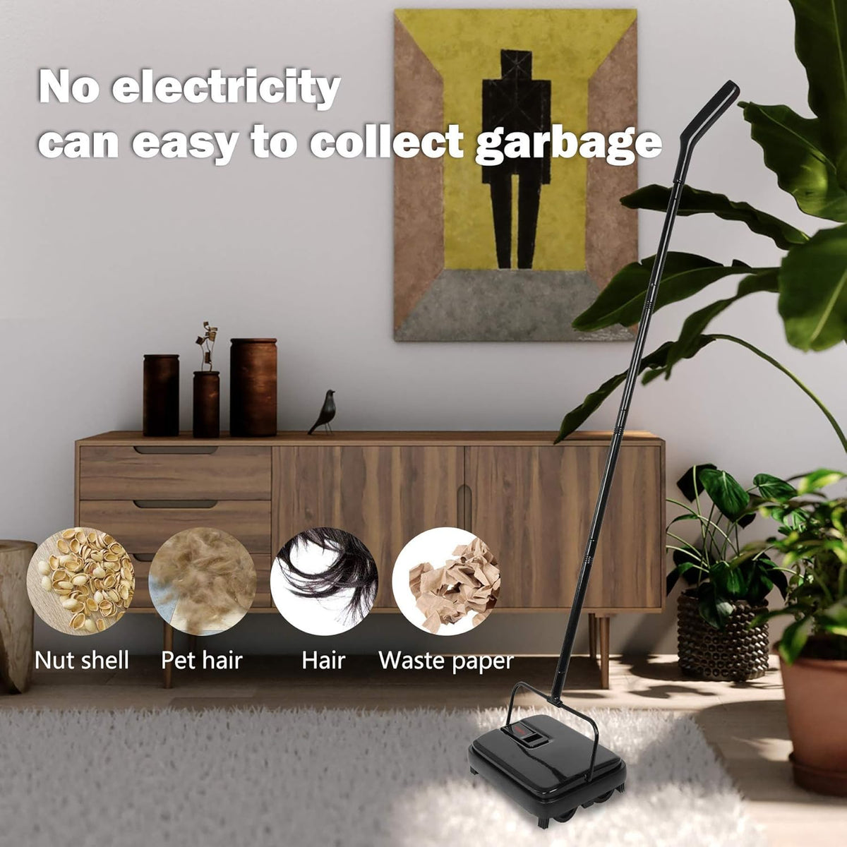 Eyliden Carpet Sweeper, Mini Size Lightweight Hand Push - No Noise, Non-Electric, Easy Manual