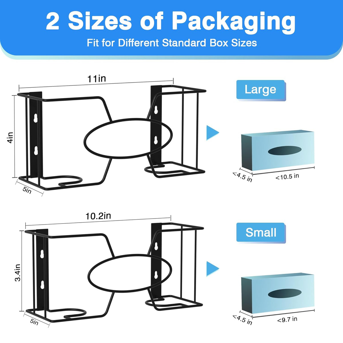 Glove Box Holder for Wall Mount, 2 Pack Disposable Glove Dispenser, Metal Box Organizer for Rubber