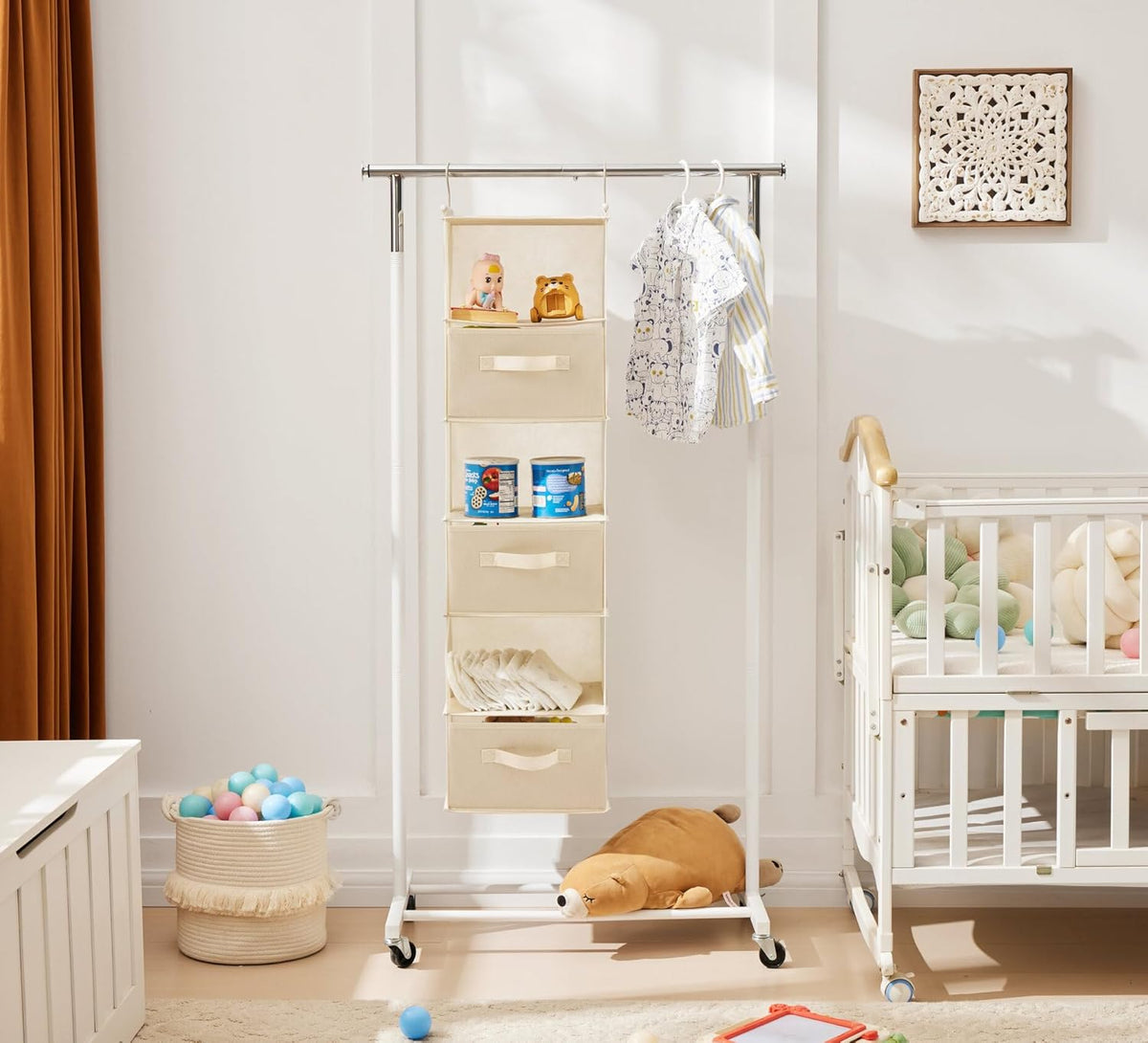 MAX Houser 6 Tier Shelf Hanging Closet Organizer, Closet Hanging Shelf with 2 Sturdy Hooks for