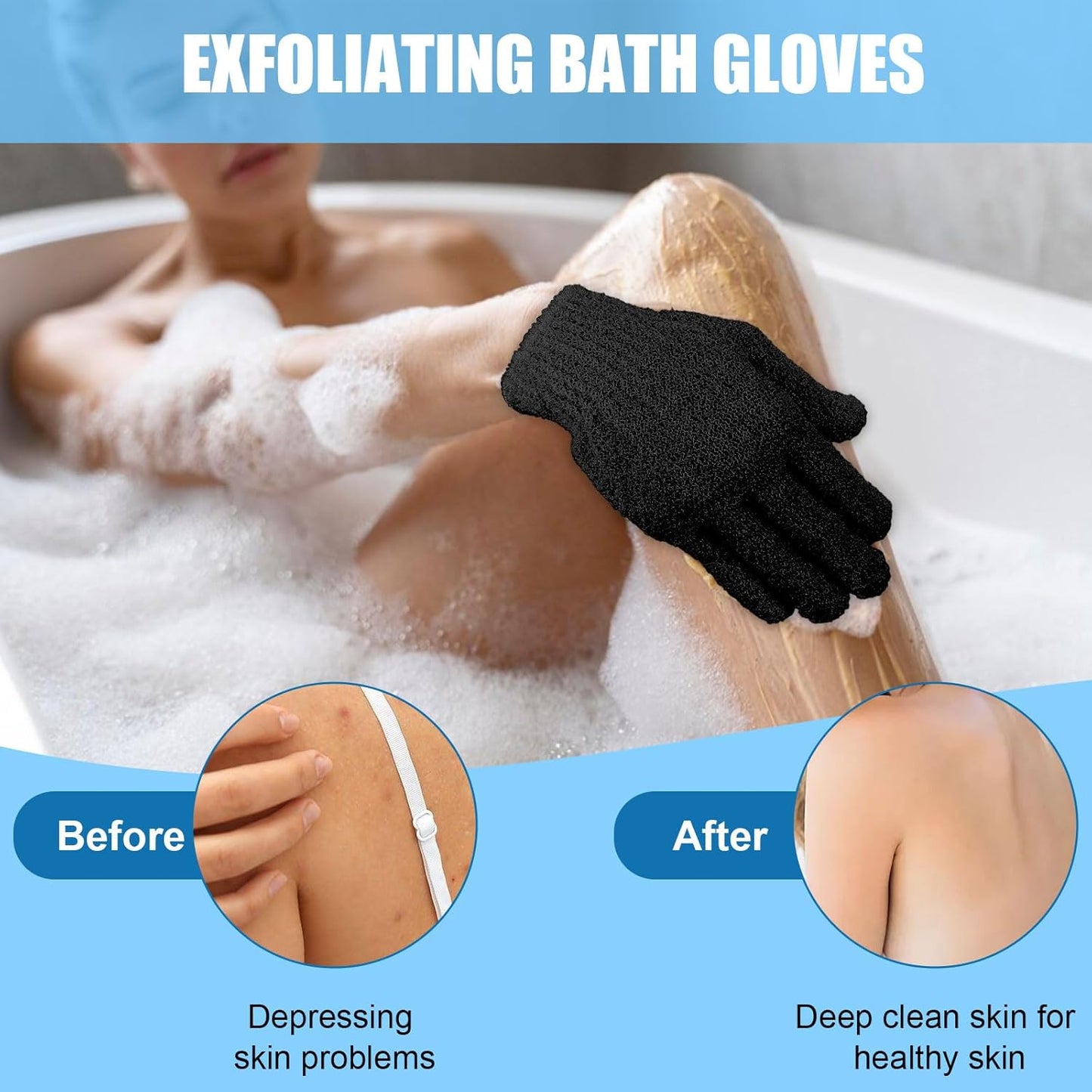 60Pcs Exfoliating Gloves Bulk, Exfoliating Body Scrubber Glove Exfoliator for Body Scrub Mitt, Bath