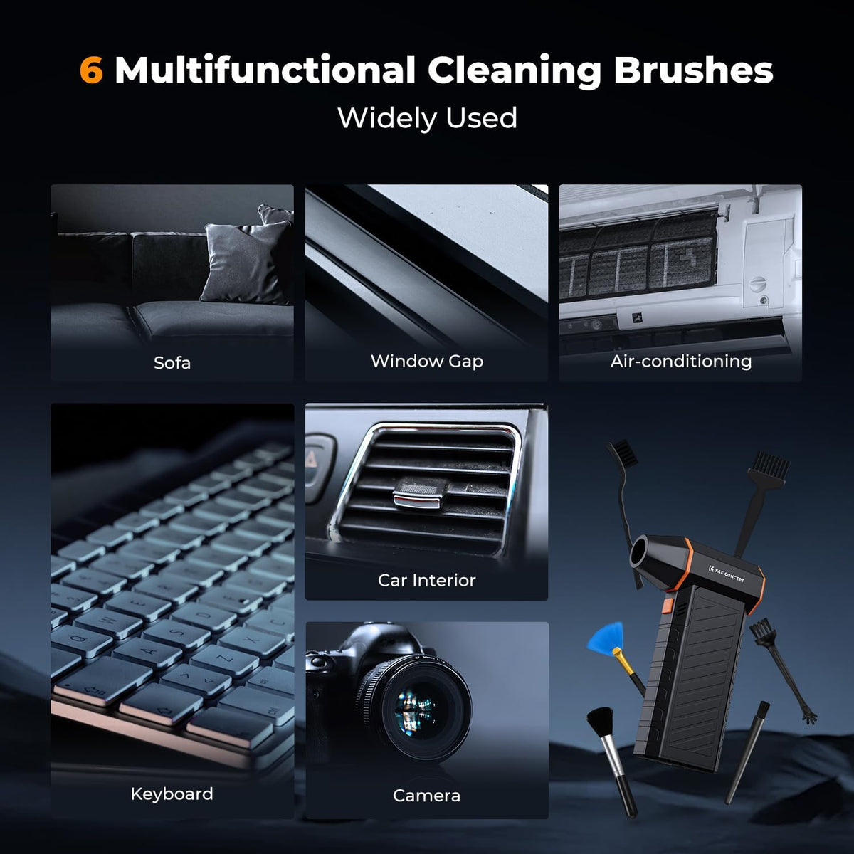 K&F CONCEPT 2025NEW Magnetic Compressed Air Duster, Electric Air Duster|300000RPM|3 Gear