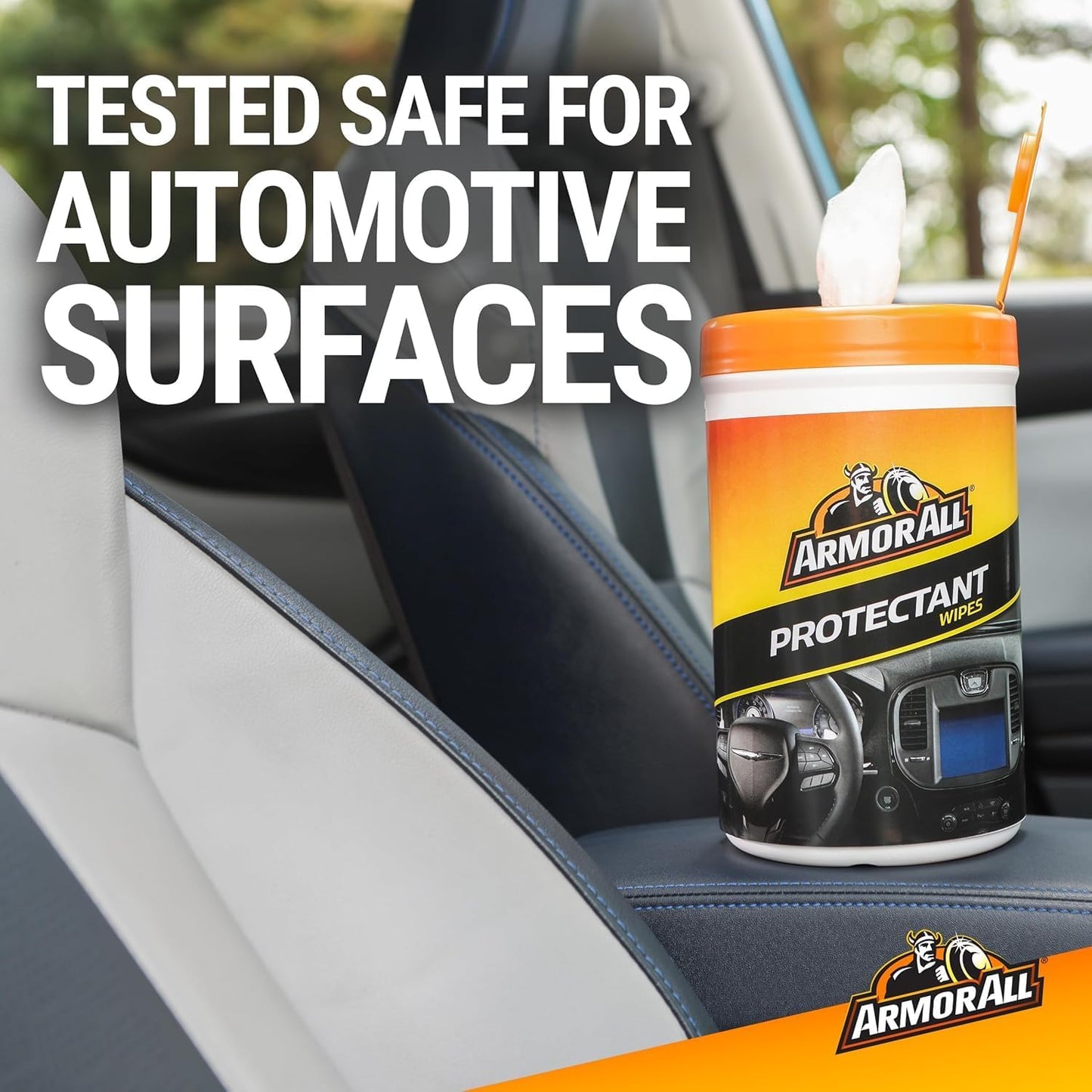 Armor All Car Interior Protectant Wipes, 90 Count Canister, UV Protectant for Vinyl, Rubber