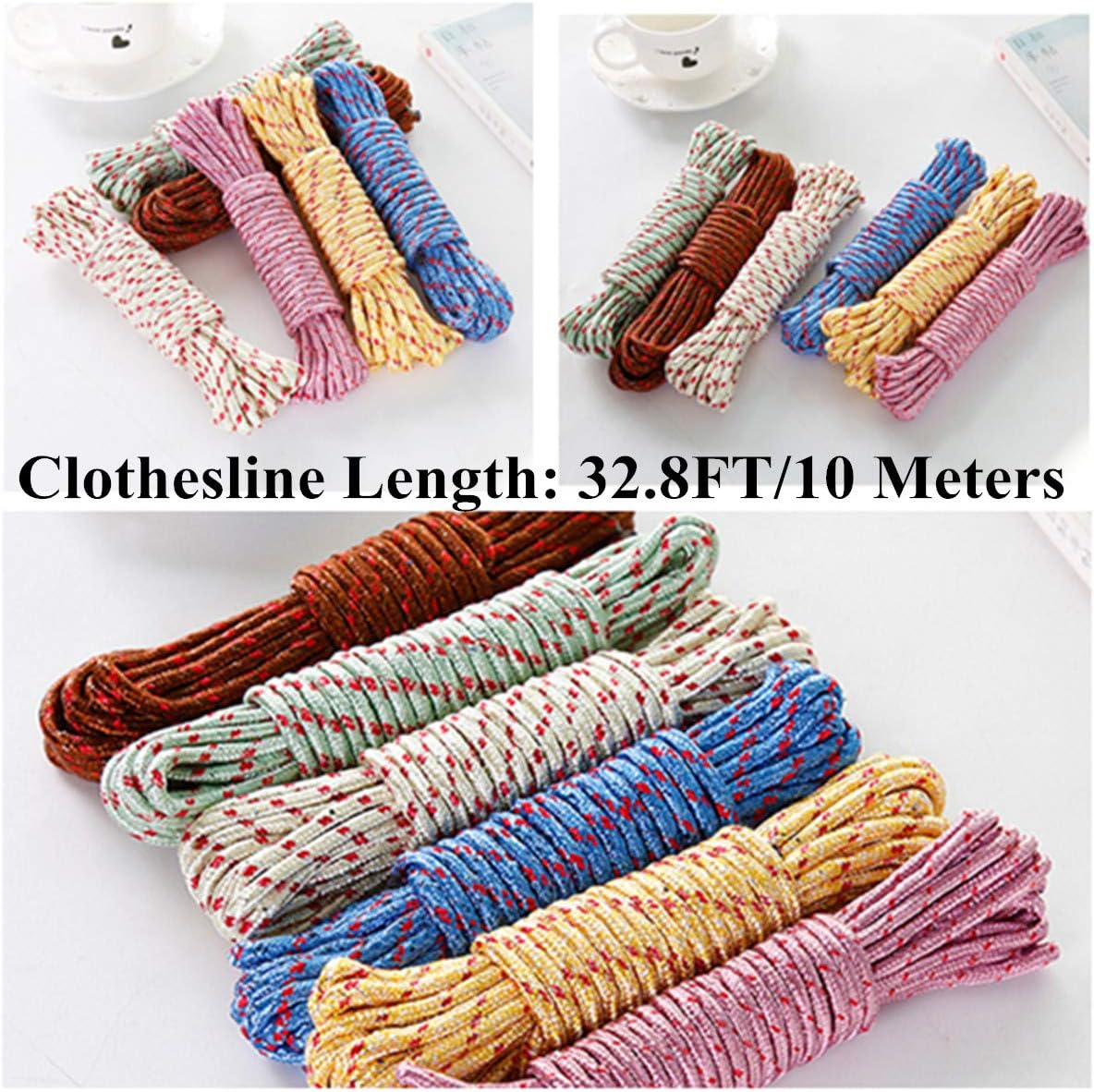 10M Heavy Duty Laundry Drying Clothesline Rope Portable Travel Nylon Cord Sturdy Clothes Line for