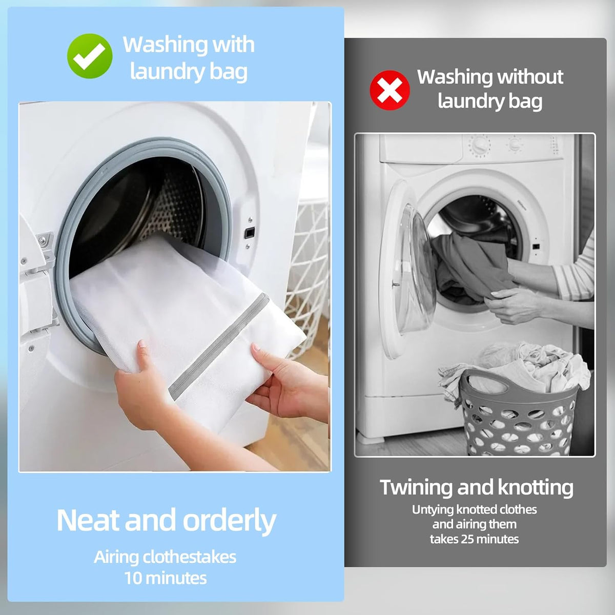 Mesh Laundry Bags, Mesh Wash Bags, Durable Mesh Structure with Strong Zipper, Suitable for