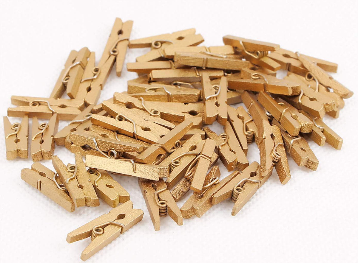 DurReus Small Wooden Clips Cute 1.5 Inch Clothespin Photo Paper DIY Craft Holder with Jute Twine