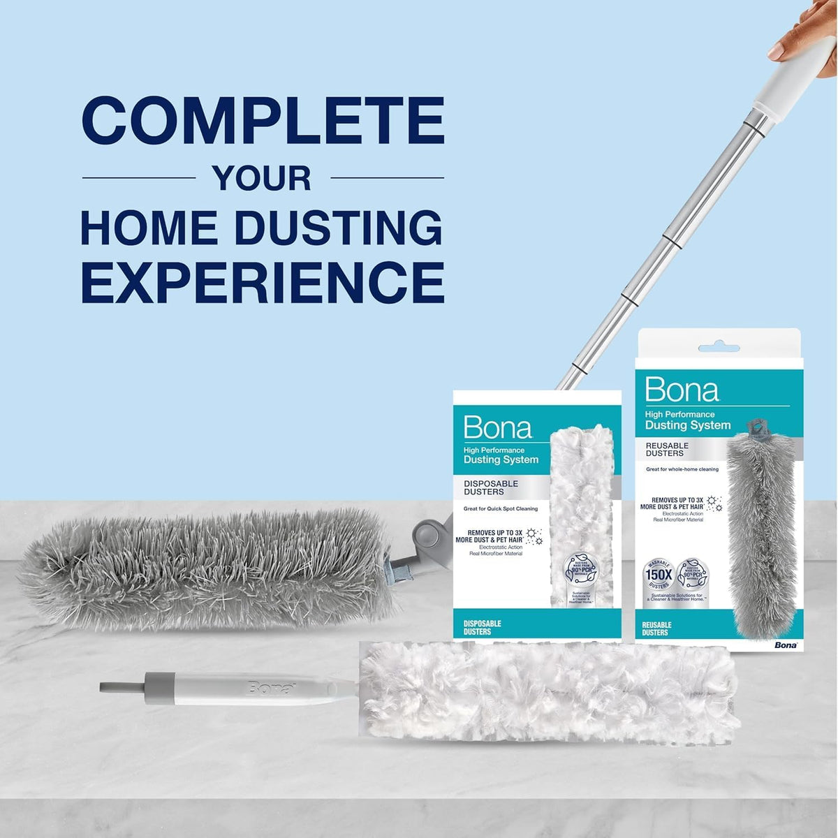 Bona Reusable Duster Refills - 2 Pack - High Performance Dusting System - Microfiber Dusters Remove