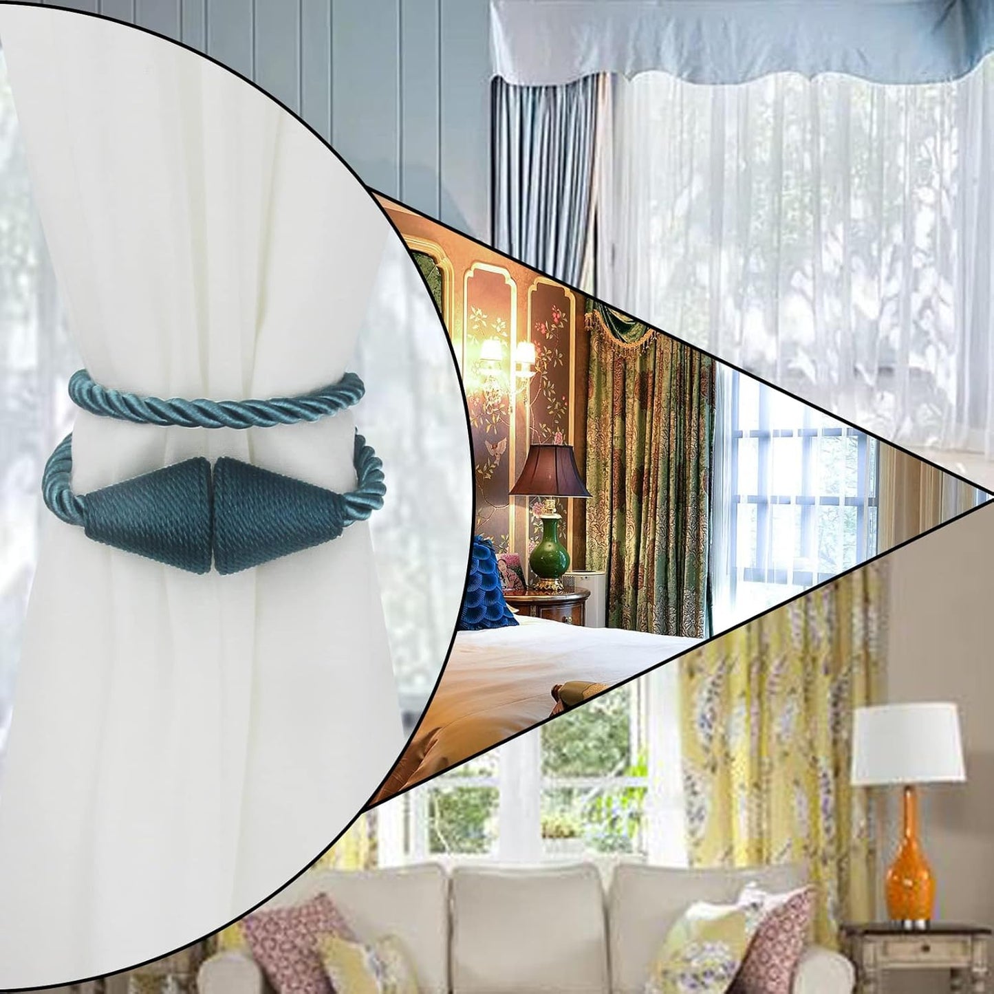 2 Pack Magnetic Curtain Tiebacks Rope Modern Handmade Curtain Tie Backs Decorative Drapes Weave