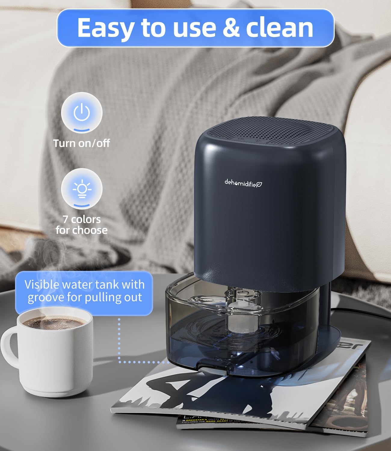 TABYIK Dehumidifier, 35 OZ Small Dehumidifiers for Room for Home, Quiet with Auto Shut Off