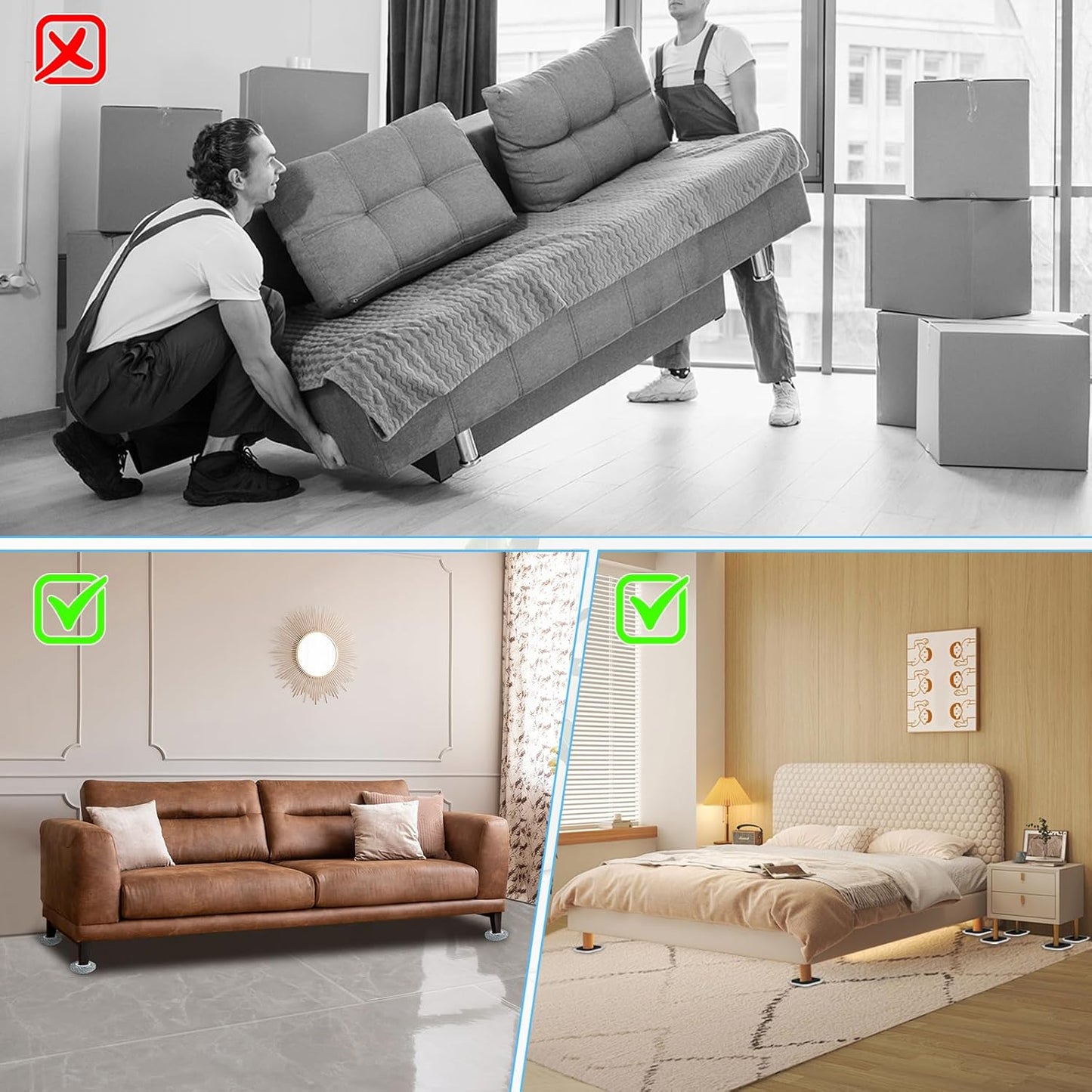 New Upgrade Furniture Sliders, Multi-Surface 3-in-1 Furniture Movers Sliders, Heavy Moving Pads