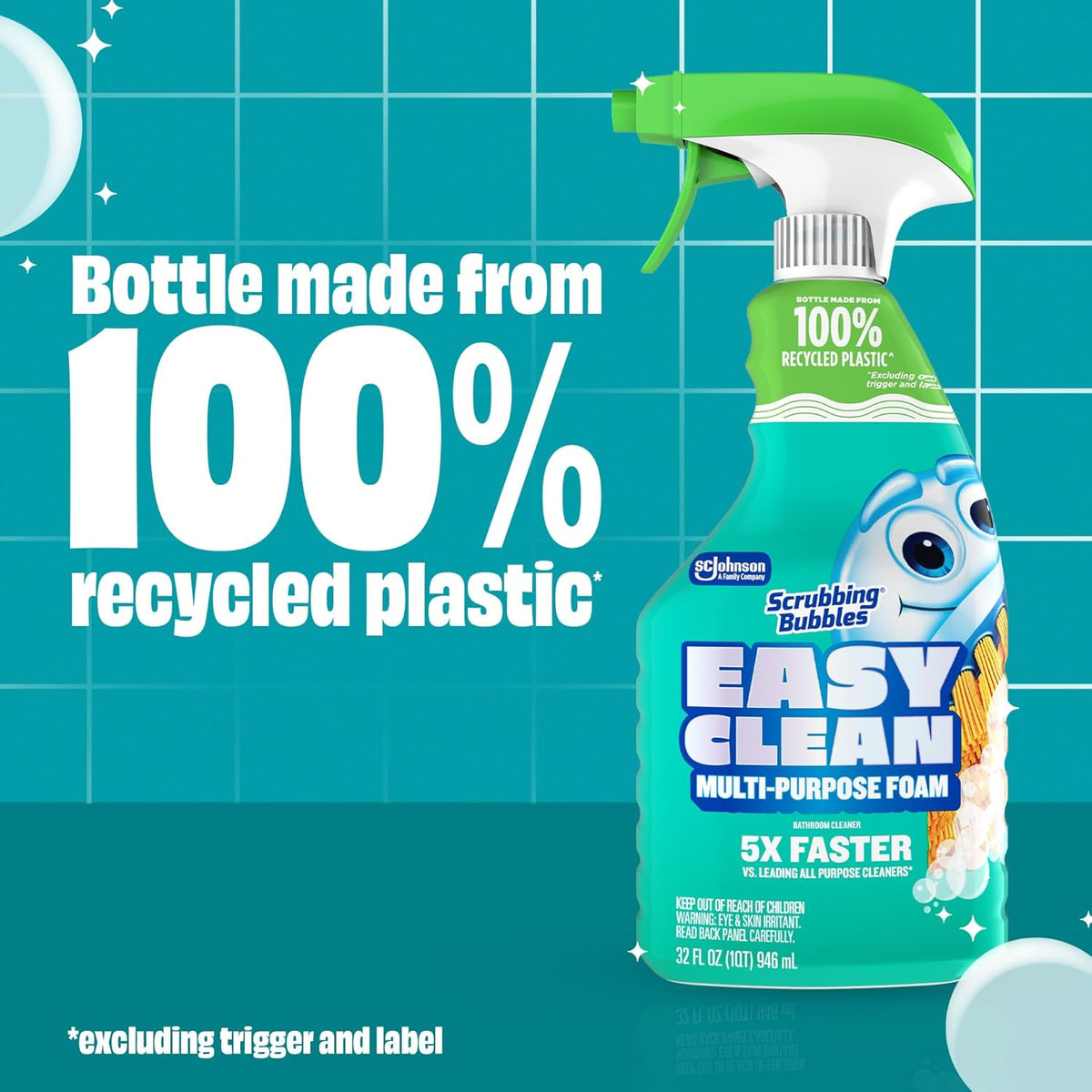 Scrubbing Bubbles Easy Clean Foaming Multipurpose Bathroom Cleaner Spray, Bottle Made from 100%
